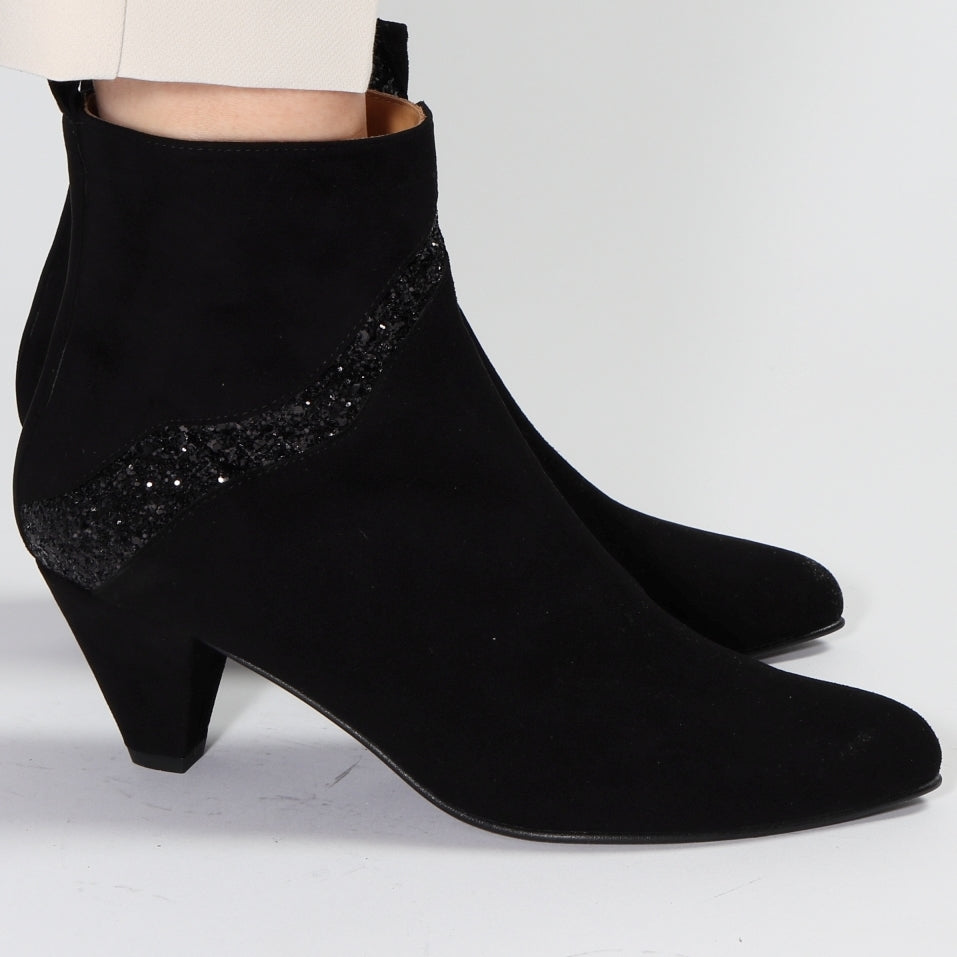 Andrea Suede Black & Glitter Black