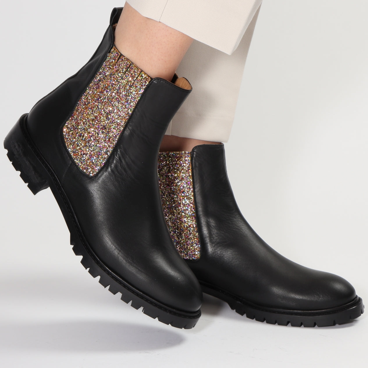 Annica Calf Black & Glitter Confetti