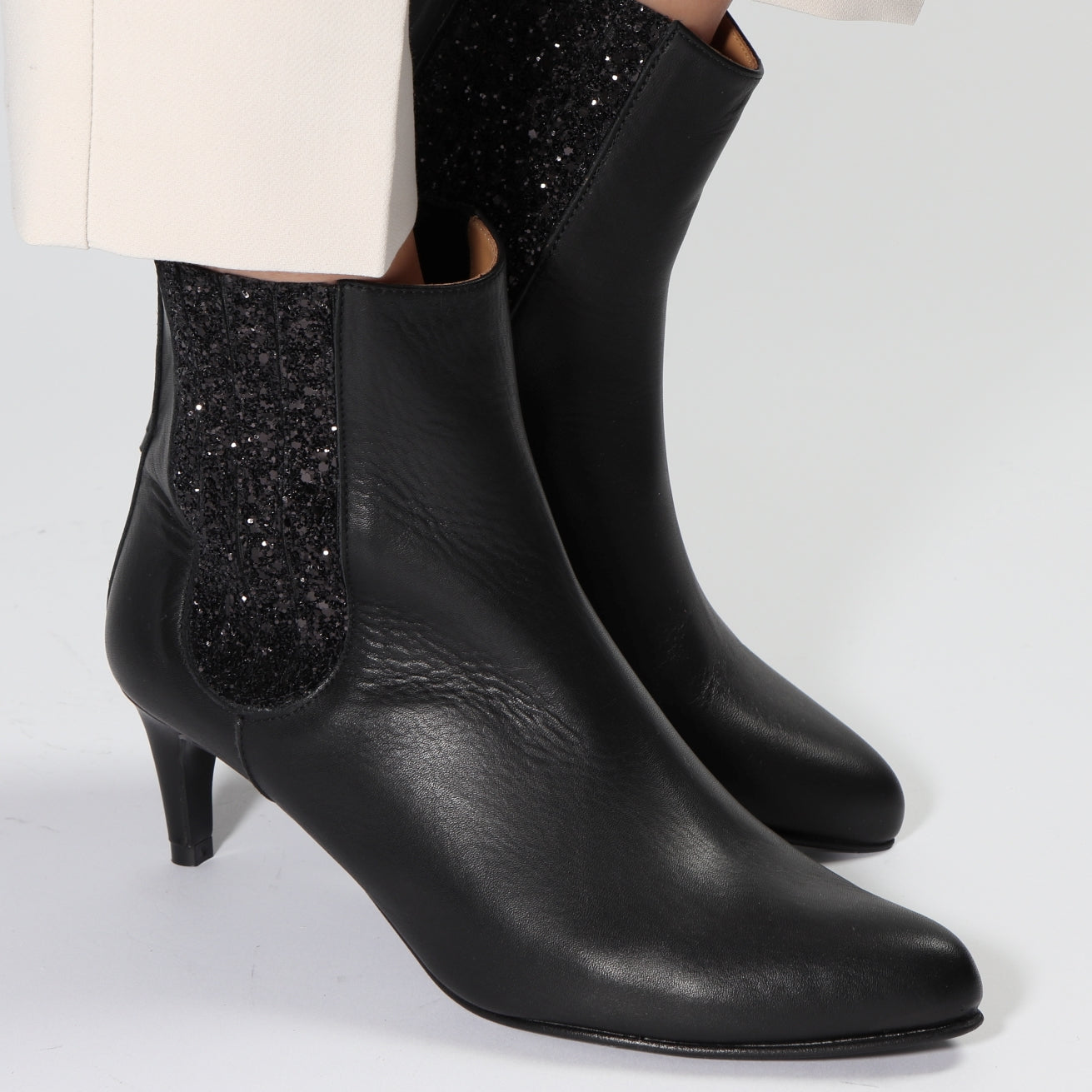 Eloise Calf Black & Glitter Black