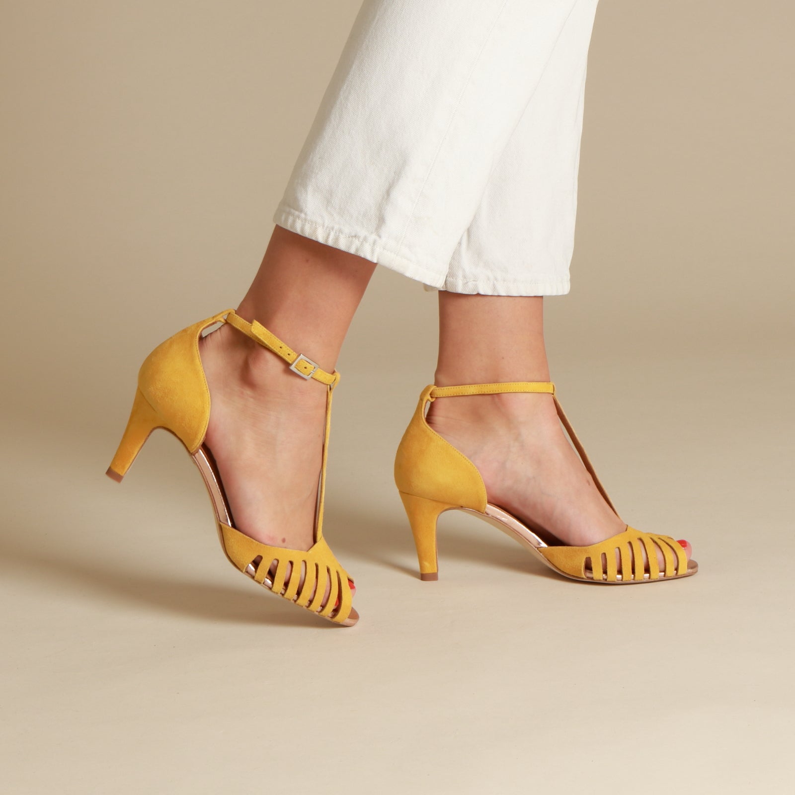 Mustard yellow suede heels hotsell