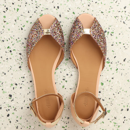 Juliette Glitter Confetti & Calf Nude
