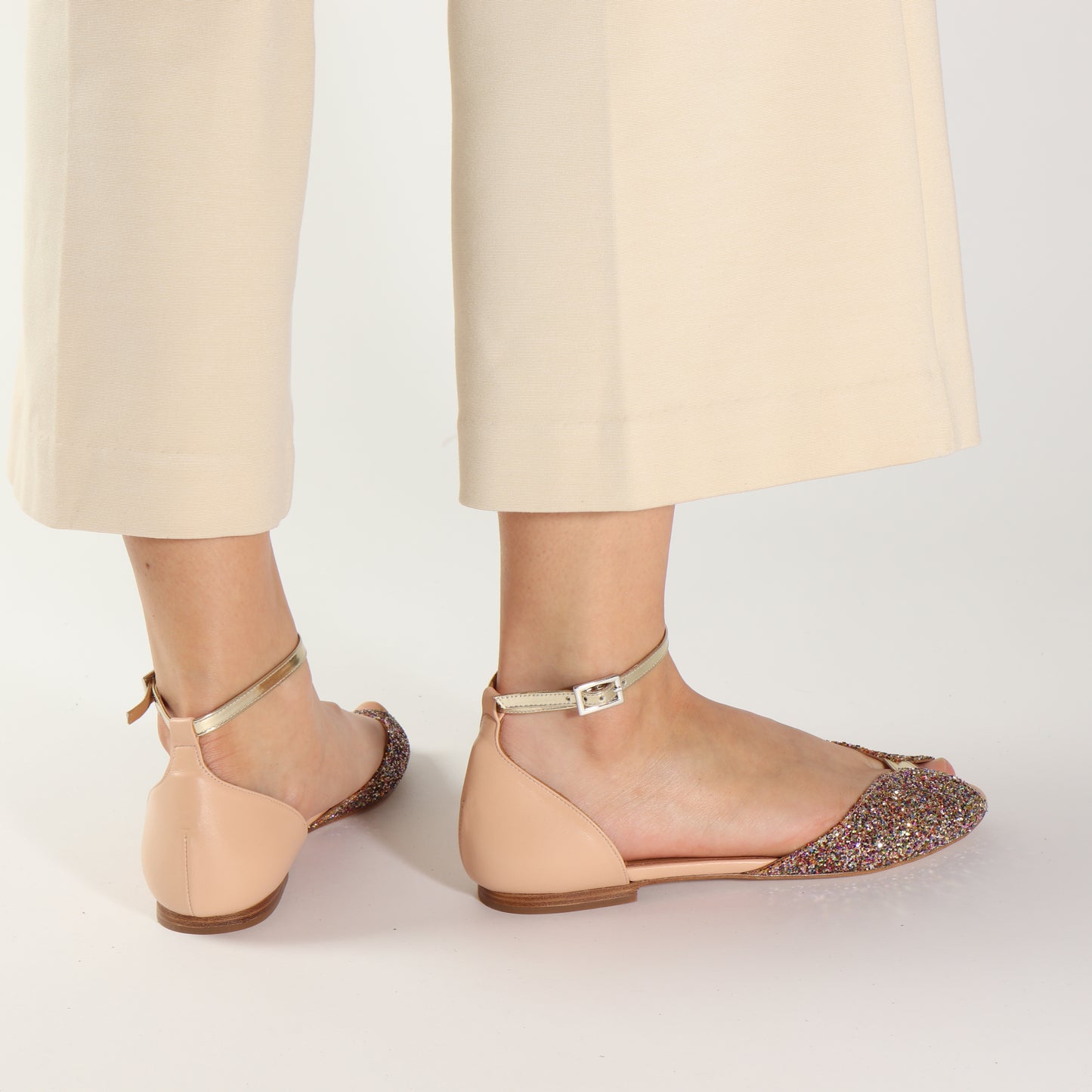 Juliette Glitter Confetti & Calf Nude