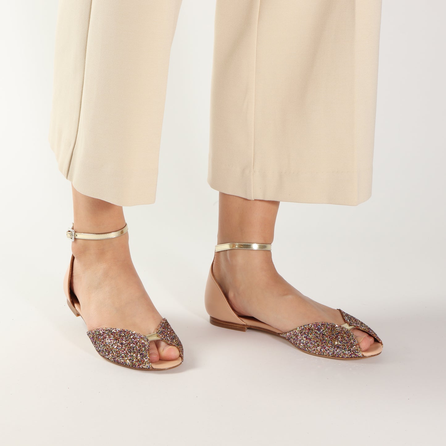 Juliette Glitter Confetti & Calf Nude