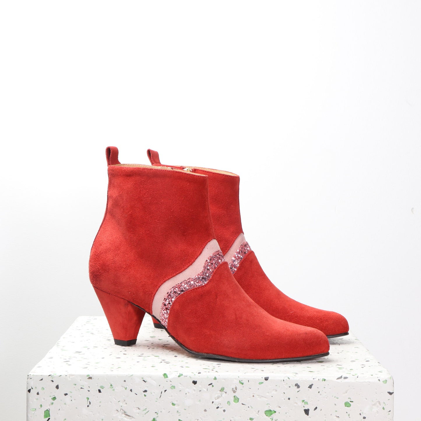 Karen Suede Red & Glitter - last pair 35 - Emma Go Shoes