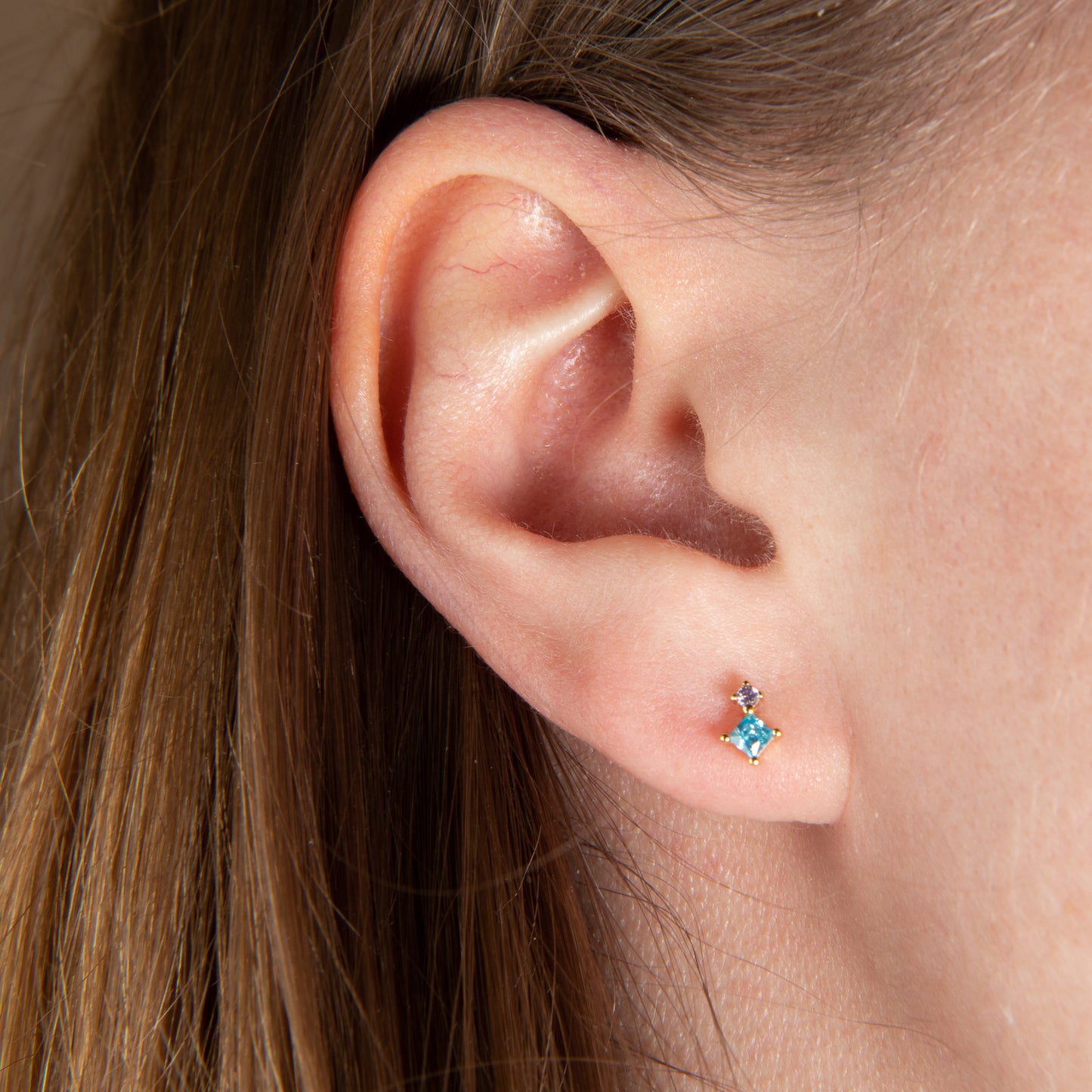 Nynne Blue and Purple Ear Stud