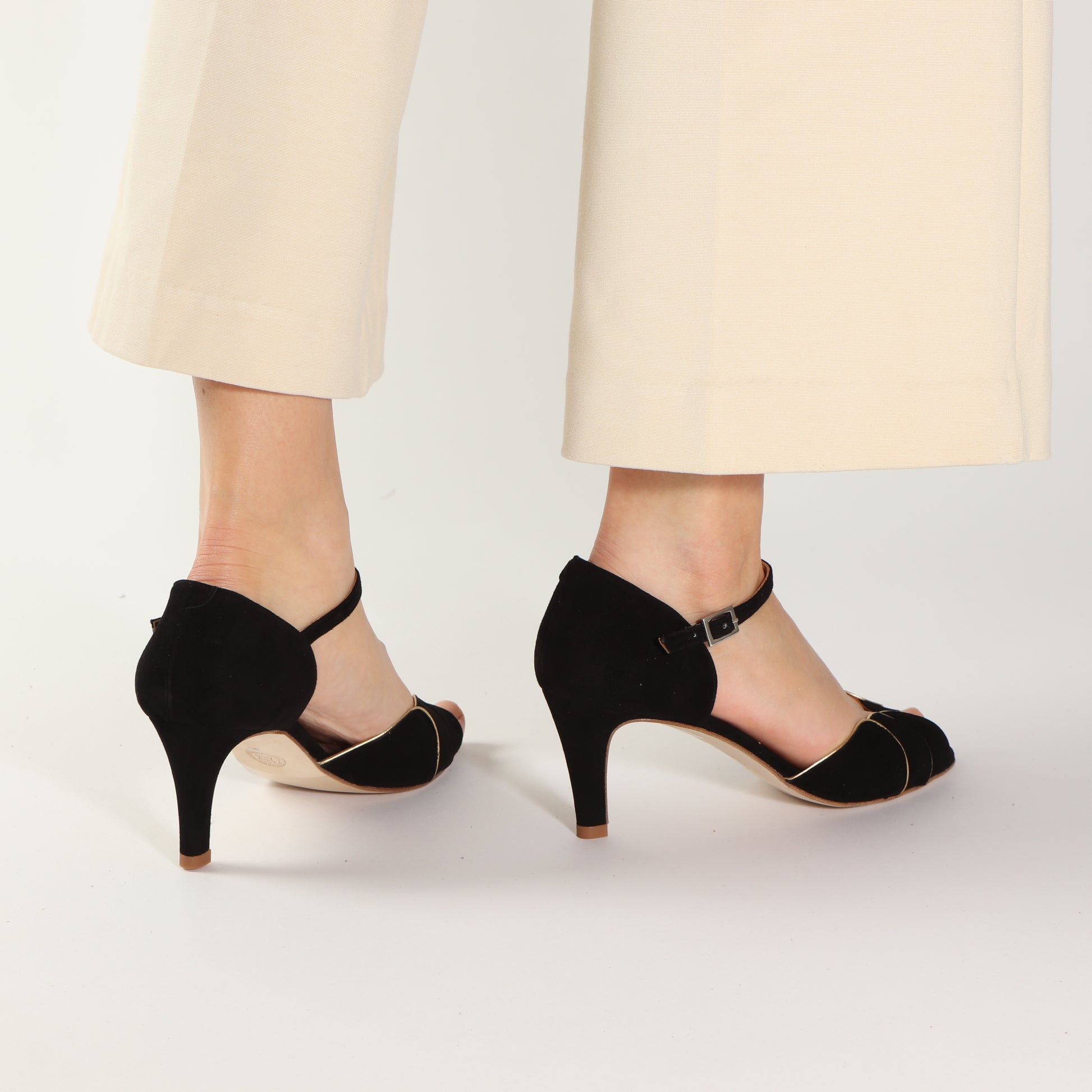 PHOEBE Suede Black & Gold - last pairs 36, 38 - Emma Go Shoes