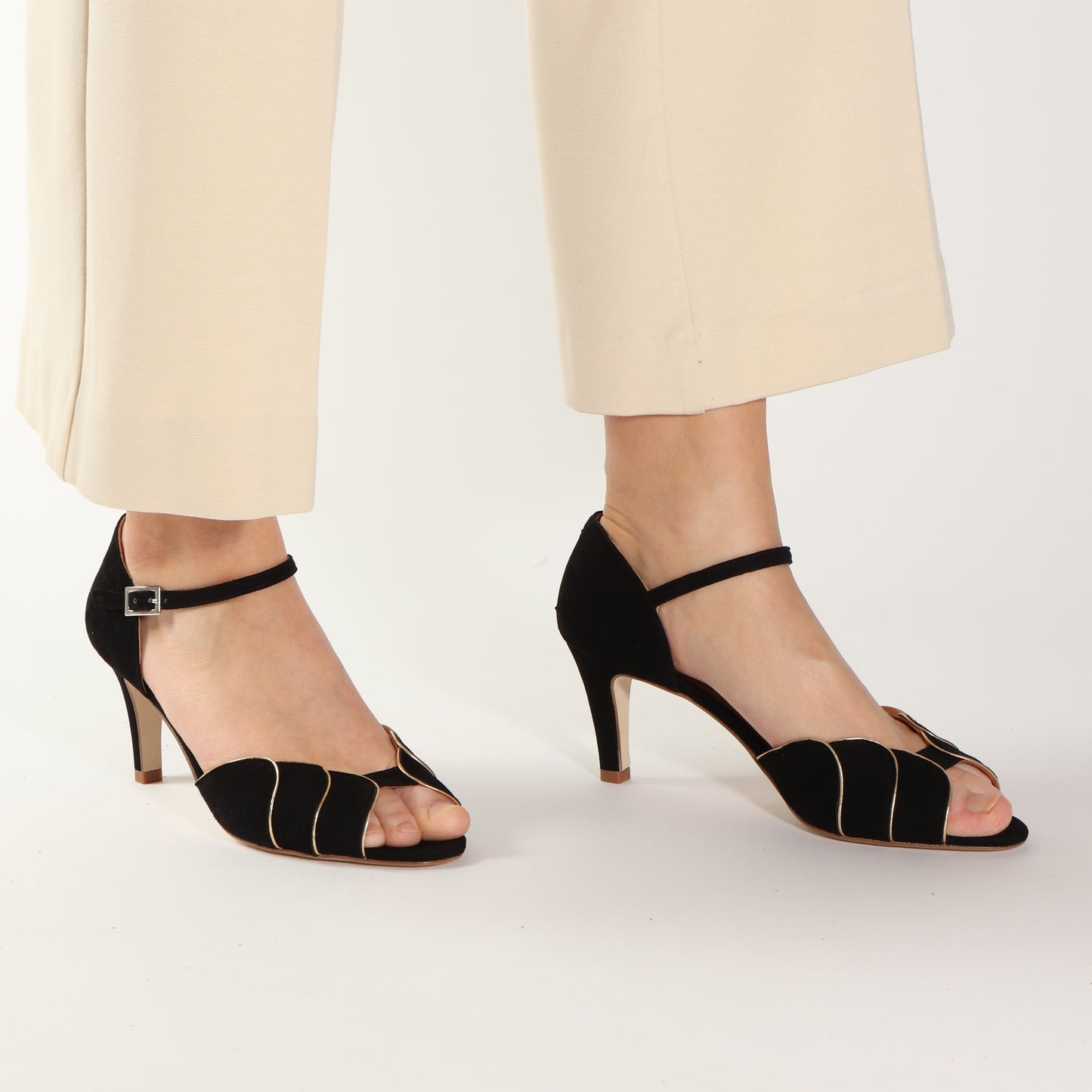 PHOEBE Suede Black & Gold - last pairs 36, 38 - Emma Go Shoes