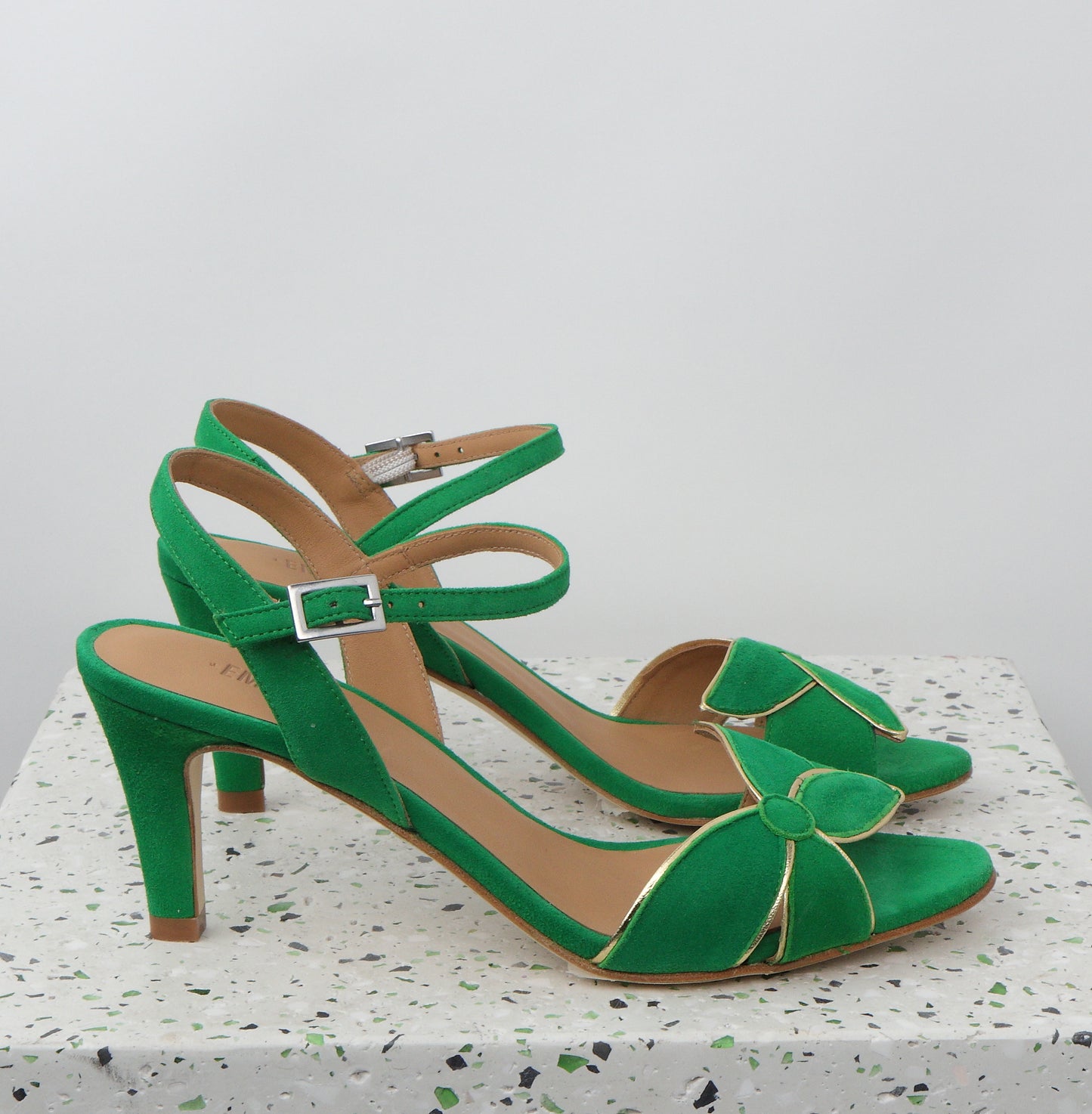 SELENA Suede Bright Green & Nappa Gold