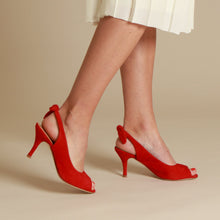 Load image into Gallery viewer, Harlow Suede Red Heel Sandal
