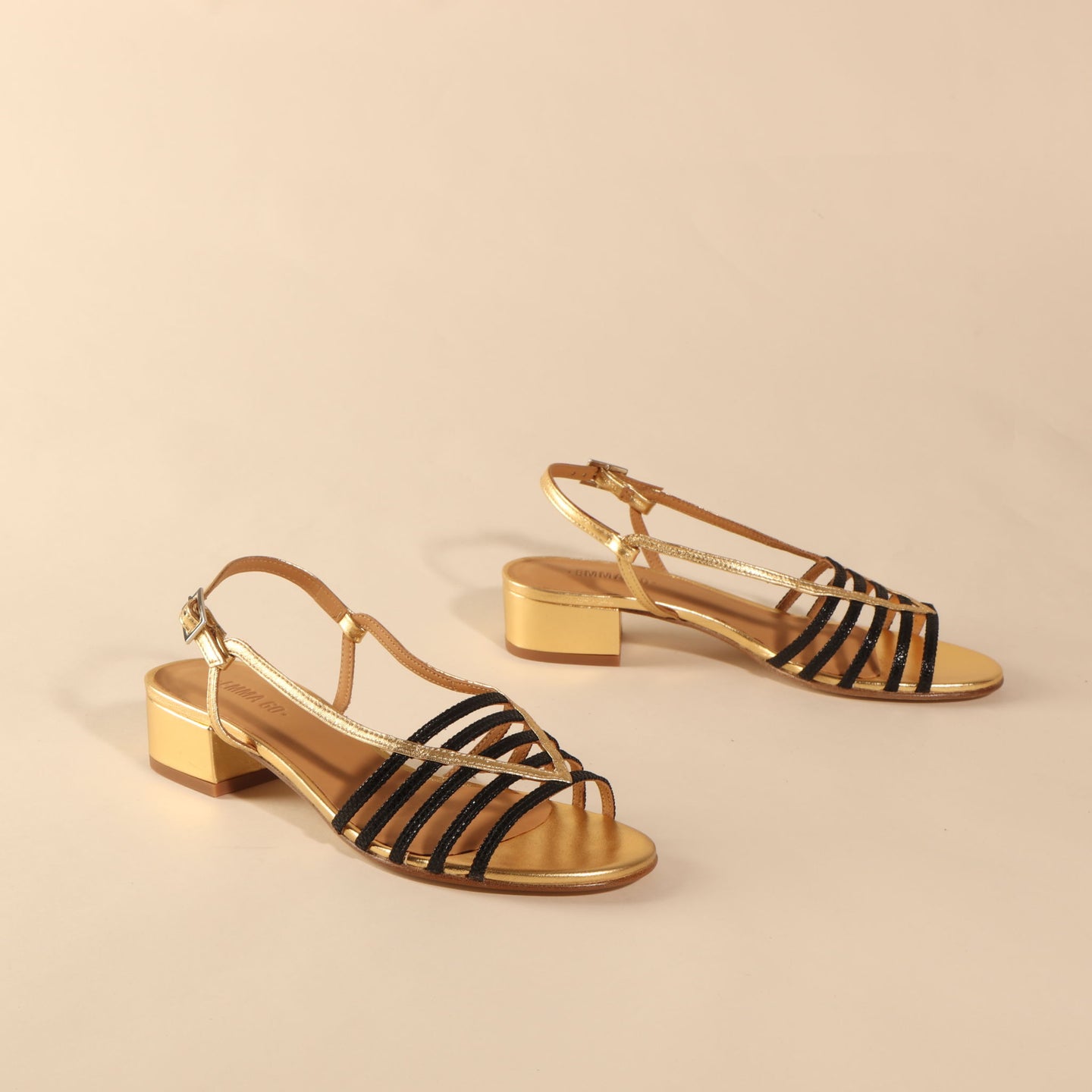 Alexis viper black gold sandal