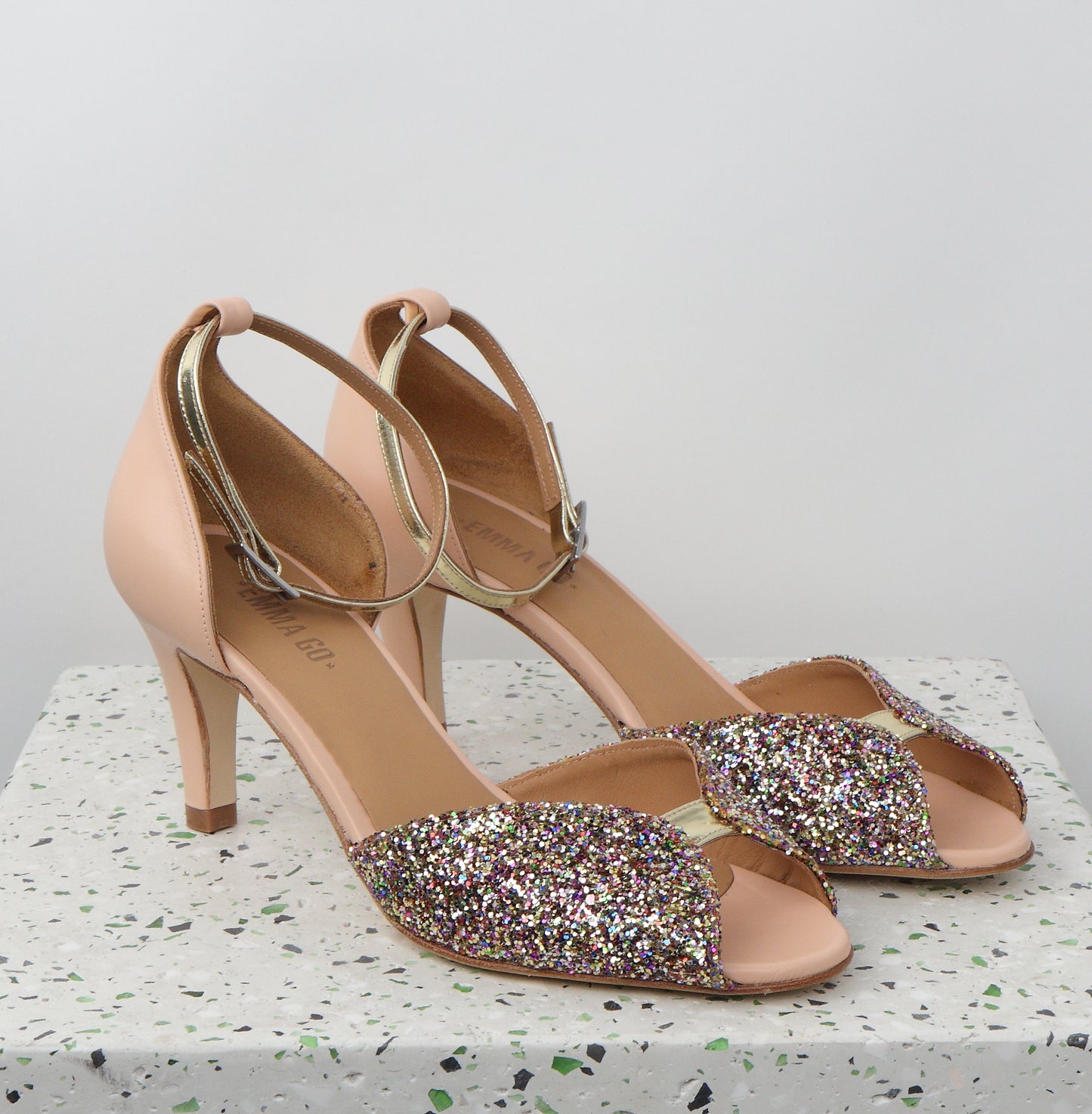 JOLENE Glitter Confetti & Calf Nude & Platino