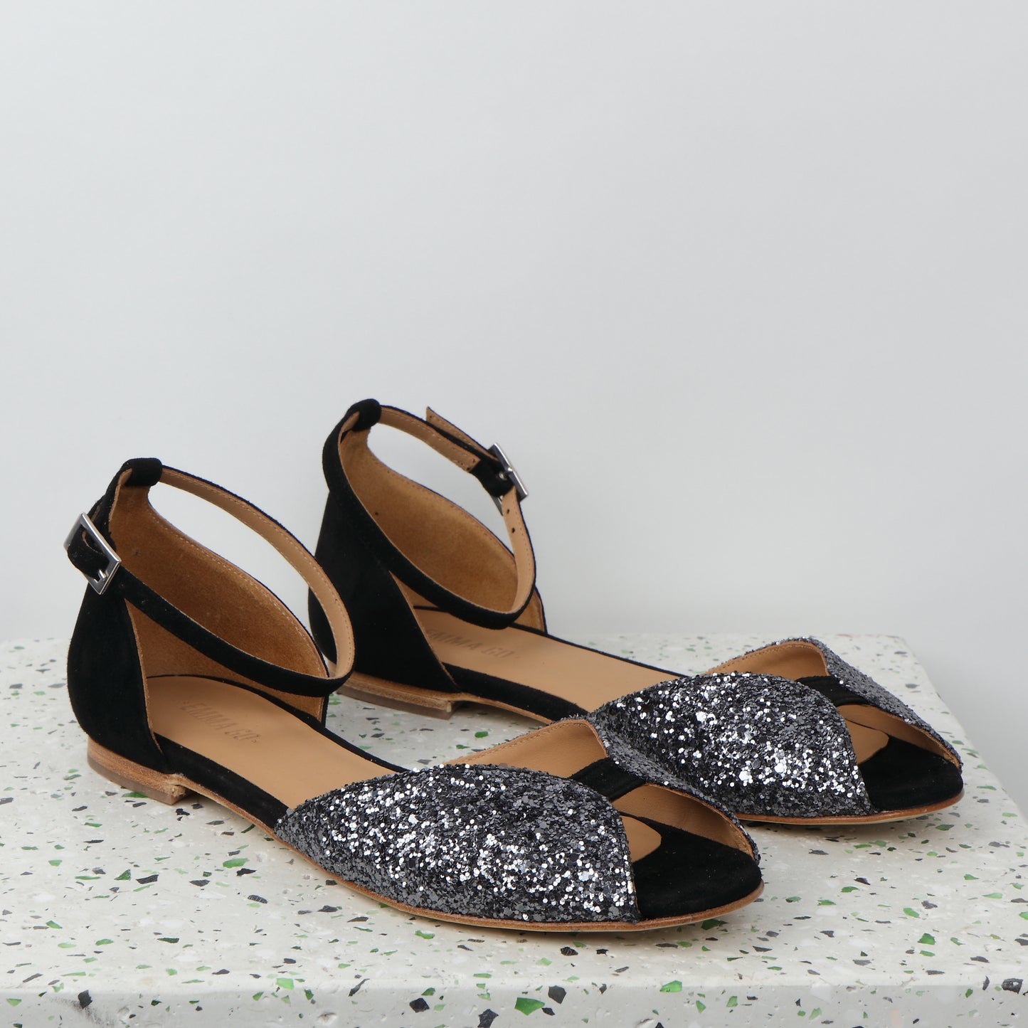 JULIETTE Glitter Smoke & Suede Black