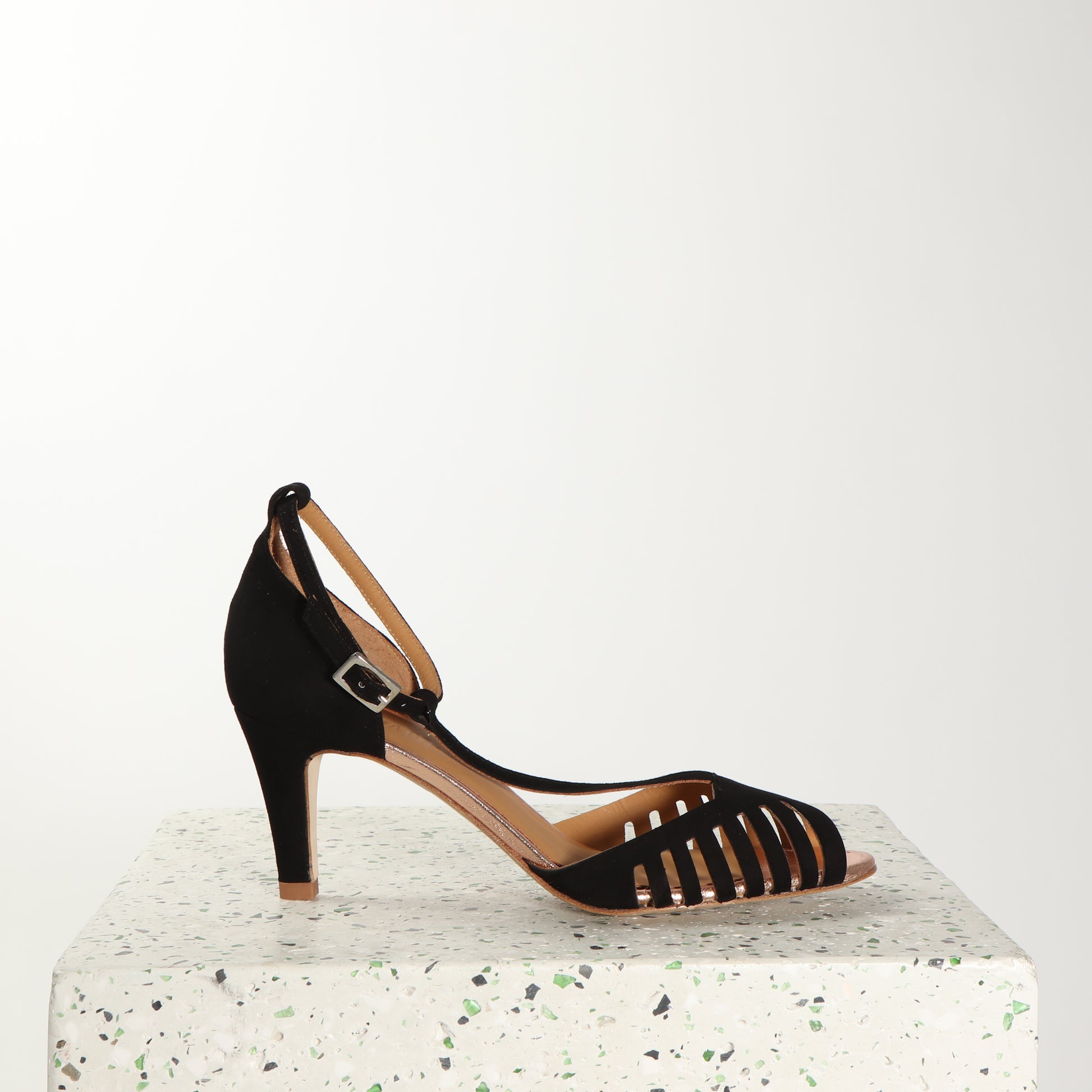 JOELLE Suede Black & Rosegold - last pairs 36, 37 ,38, 40 - Emma Go Shoes