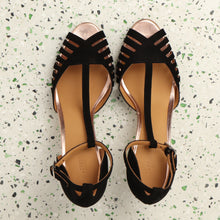 Load image into Gallery viewer, JOELLE Suede Black &amp; Rosegold - last pairs 36, 37 ,38, 40 - Emma Go Shoes
