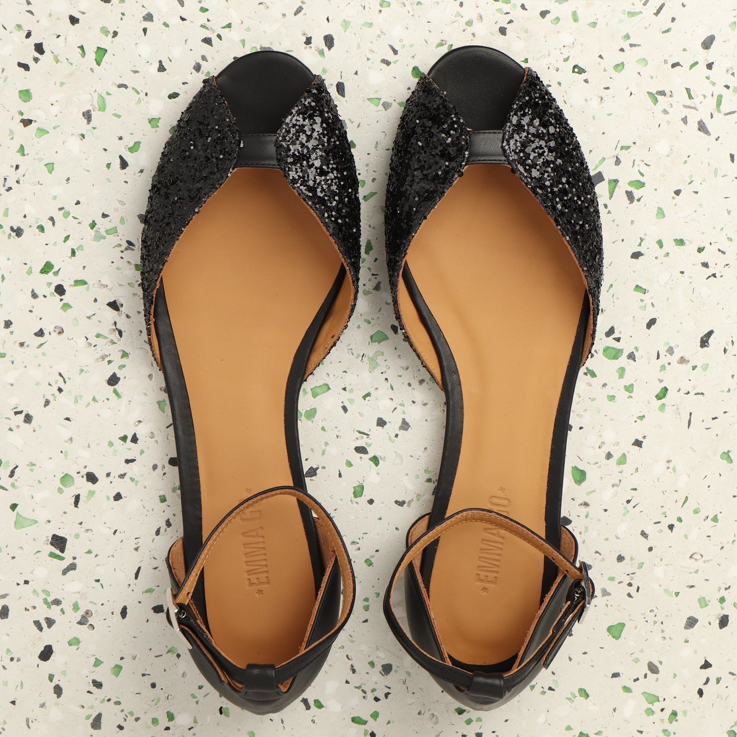JULIETTE Glitter Black & Calf Black - Emma Go Shoes