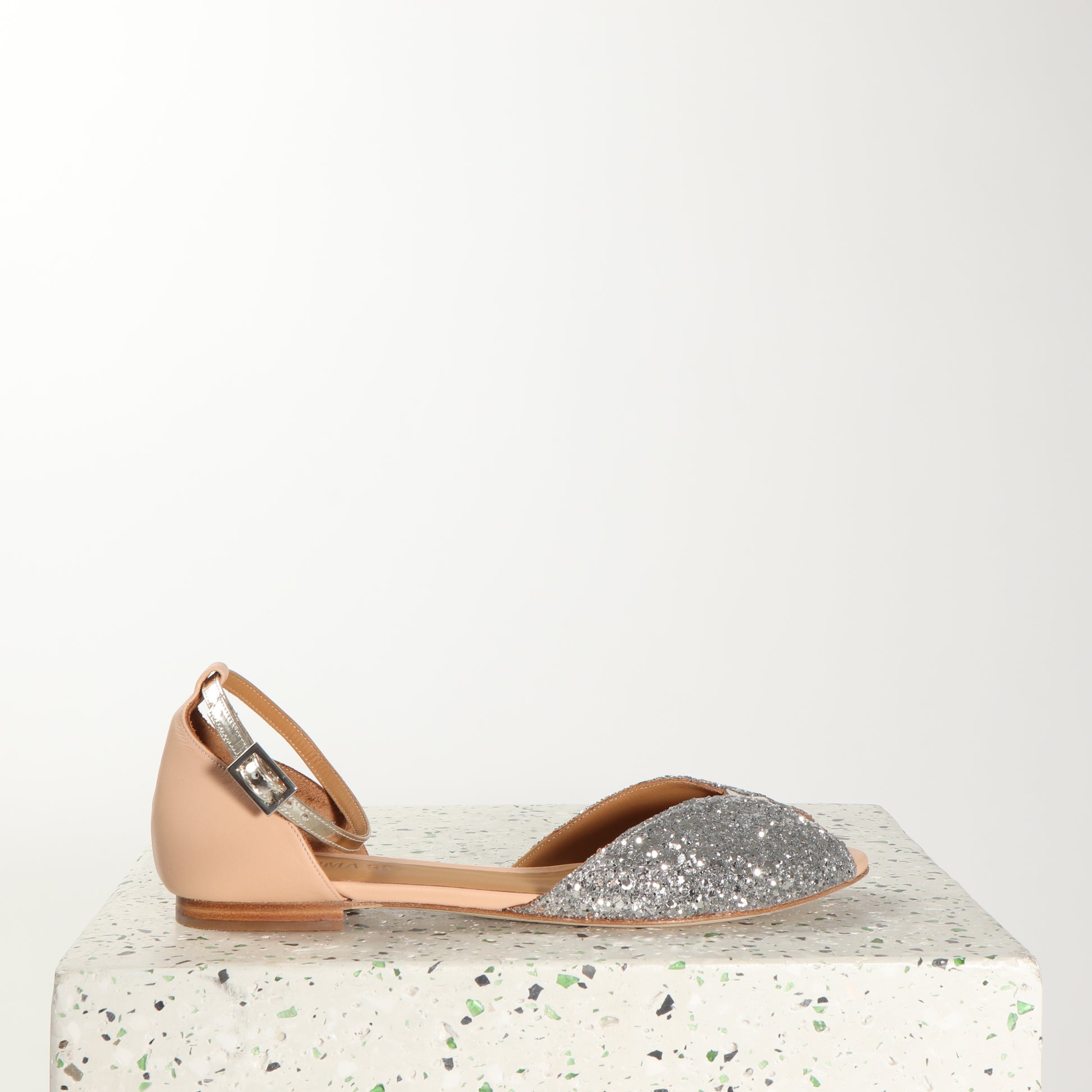 JULIETTE Glitter Silver & Calf Nude - Emma Go Shoes