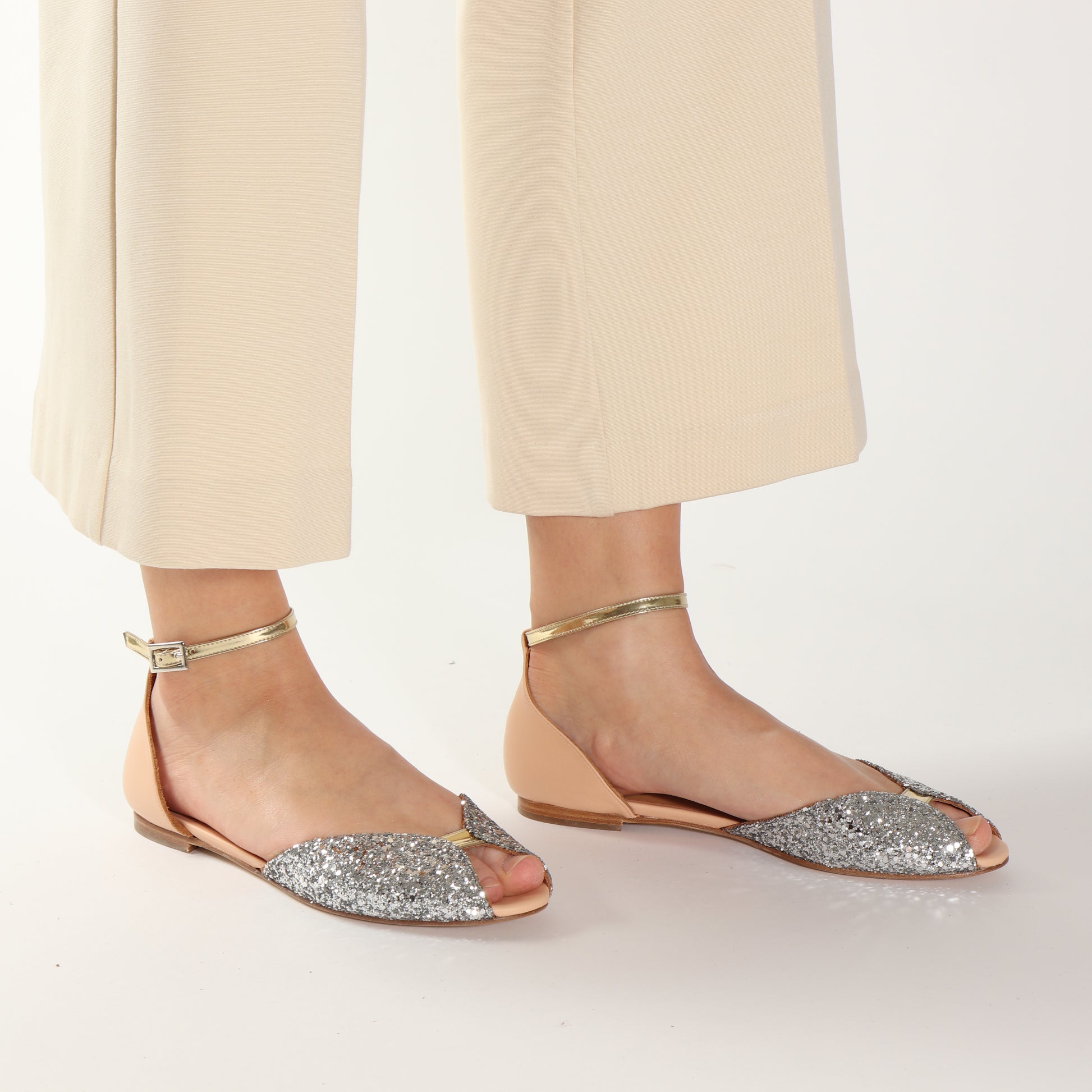 JULIETTE Glitter Silver & Calf Nude - Emma Go Shoes