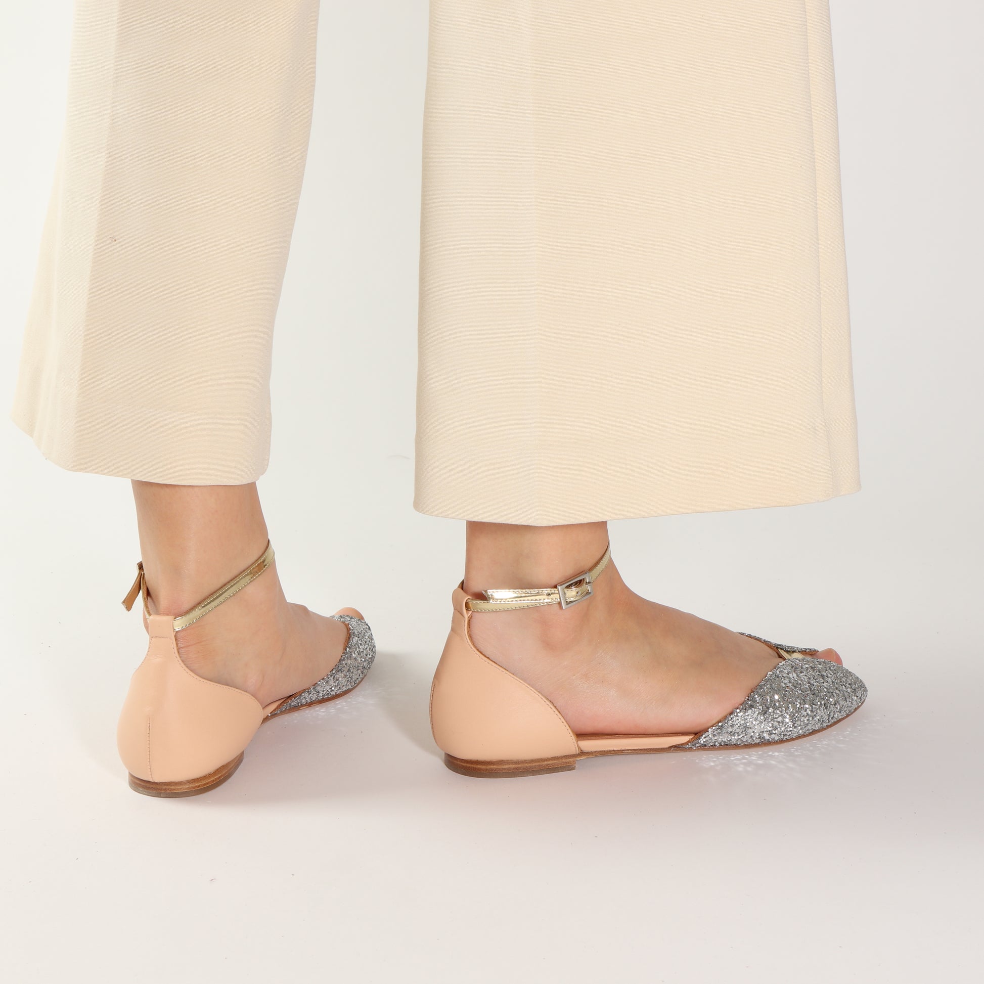 JULIETTE Glitter Silver & Calf Nude - Emma Go Shoes