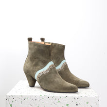Load image into Gallery viewer, Karen Suede Olive &amp; Glitter - last pairs 37 &amp; 38 - Emma Go Shoes
