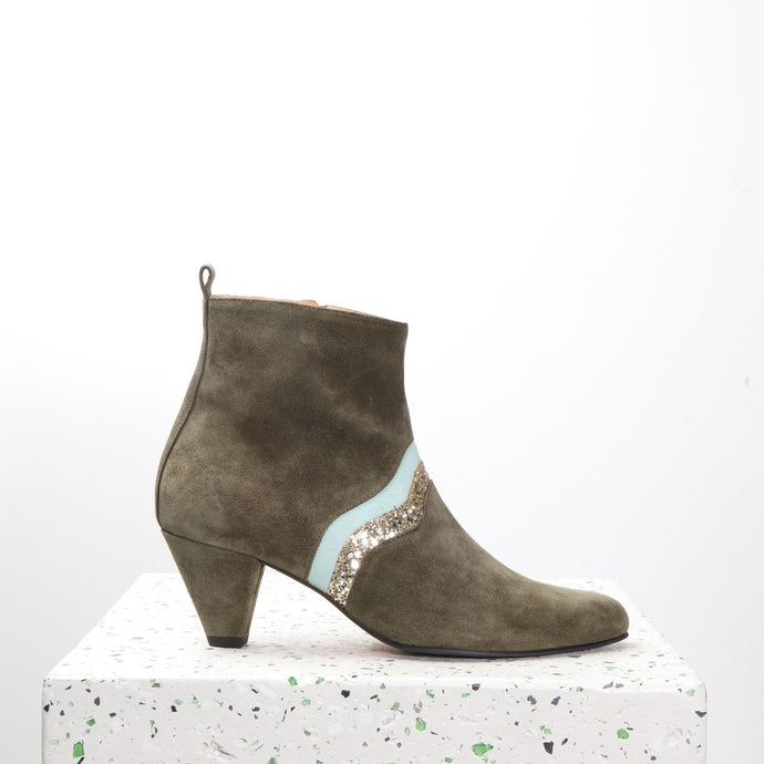 Karen Suede Olive & Glitter - last pairs 37 & 38 - Emma Go Shoes