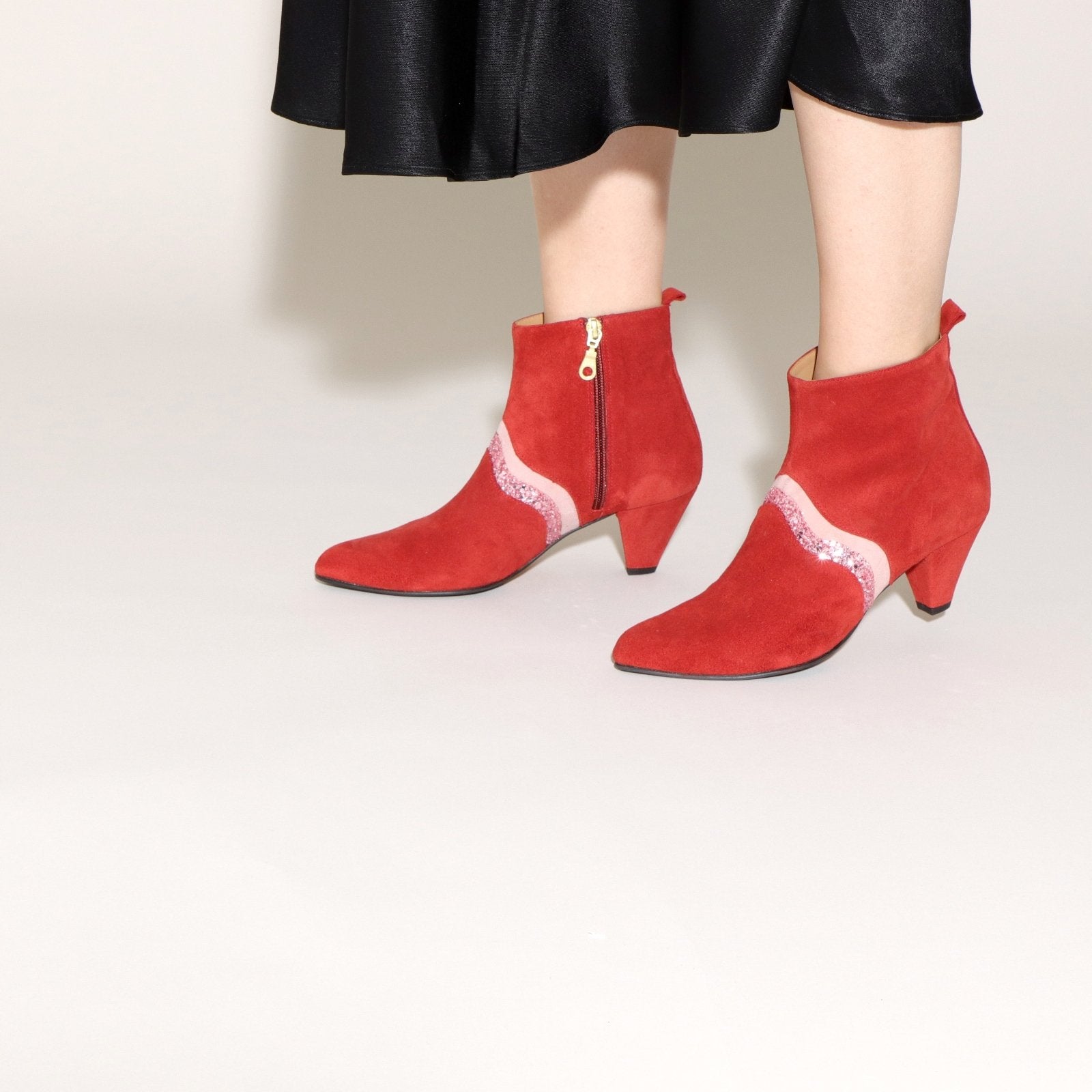 Karen Suede Red & Glitter - last pair 35 - Emma Go Shoes