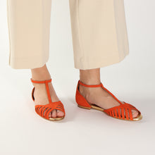 Load image into Gallery viewer, LILY Suede Orange &amp; Gold - Emma Go Shoes
