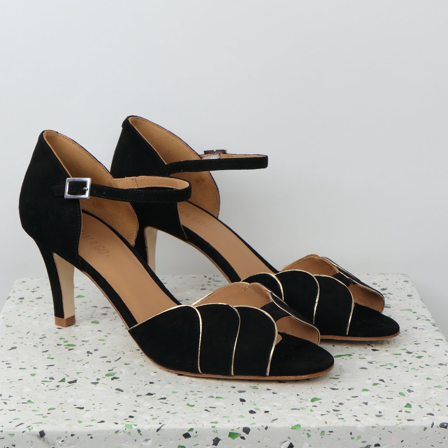 PHOEBE Suede Black & Gold - Emma Go Shoes