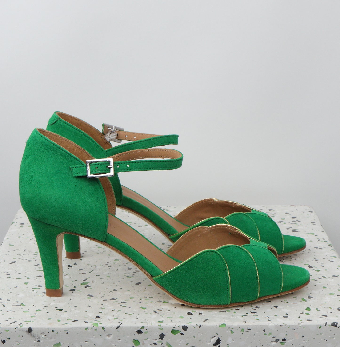 PHOEBE Suede Bright Green & Nappa Gold