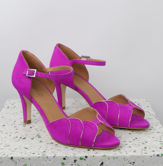 PHOEBE Suede Neon Fuxia & Nappa Gold