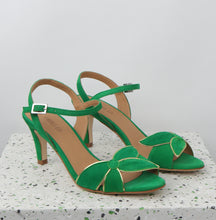 Load image into Gallery viewer, SELENA Suede Bright Green &amp; Nappa Gold
