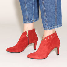 Load image into Gallery viewer, Tania Suede Red and Gold - last pairs 39 - Emma Go Shoes
