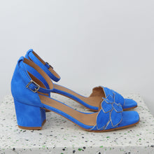 Load image into Gallery viewer, ZOE Suede Blue &amp; Nappa Gold
