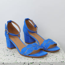 Load image into Gallery viewer, ZOE Suede Blue &amp; Nappa Gold
