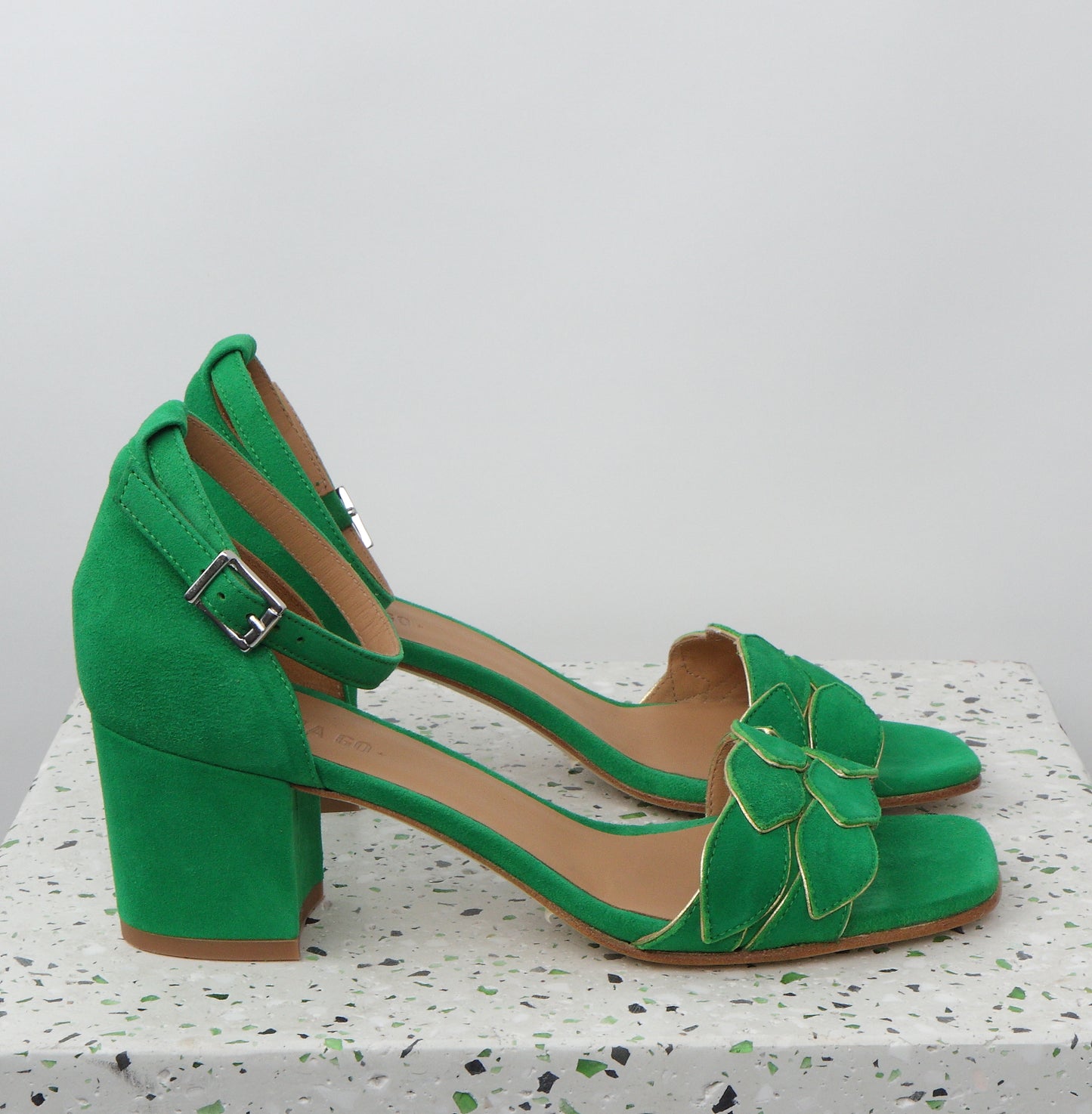 ZOE Suede Bright Green & Nappa Gold