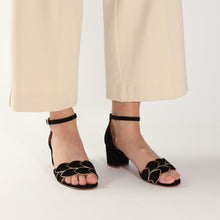 Load image into Gallery viewer, Zoe Suede Black &amp; Gold - last pairs 37, 39, 40 - Emma Go Shoes
