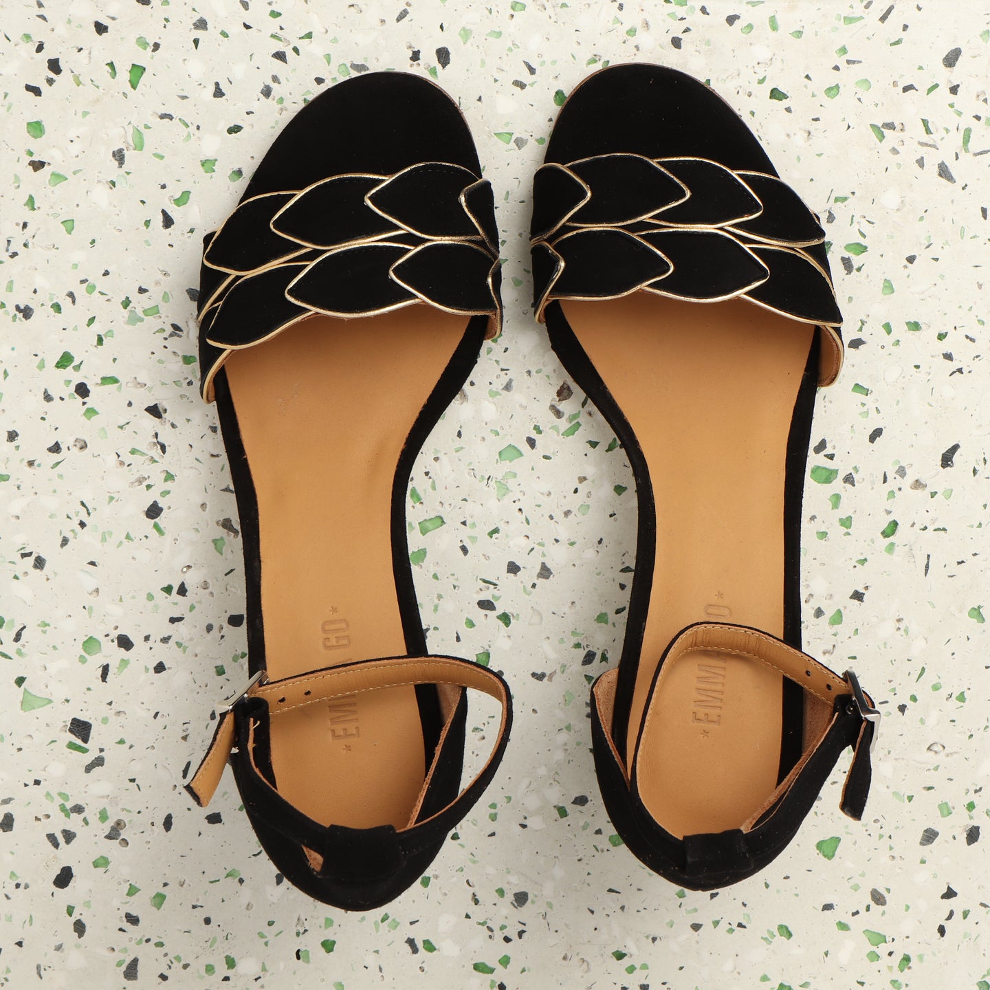 Zoe Suede Black & Gold - last pairs 37, 39, 40 - Emma Go Shoes