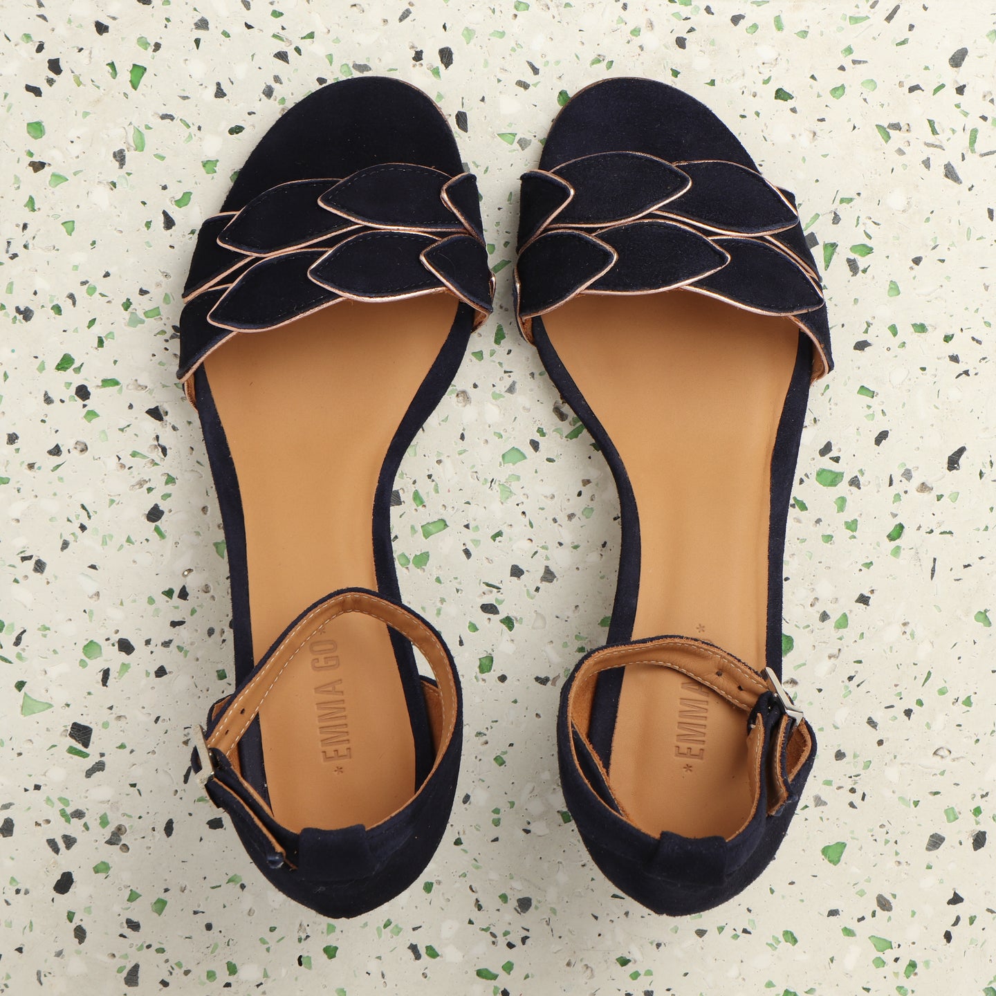 Zoe Suede Navy & Rosegold - last pairs 36, 38 - Emma Go Shoes