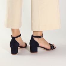 Load image into Gallery viewer, Zoe Suede Navy &amp; Rosegold - last pairs 36, 38 - Emma Go Shoes
